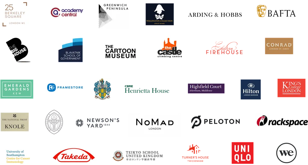 31 individual logos representing the some of the client portfolio of System Five Projects, a 4energy group company.