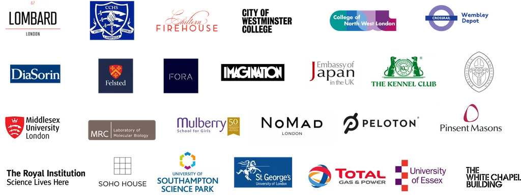 26 individual logos representing some of the client portfolio of System Five Service Team, a 4energy group company.